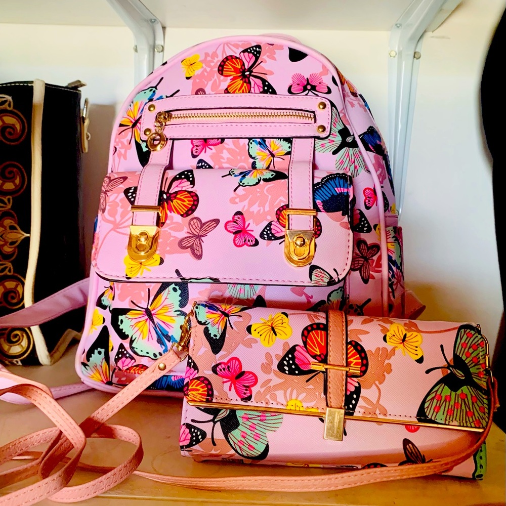 Butterfly lovers backpack Purse&wallet NWT